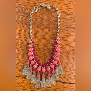 Kate Spade Gold Tone Cascading Necklace in Coral and Red